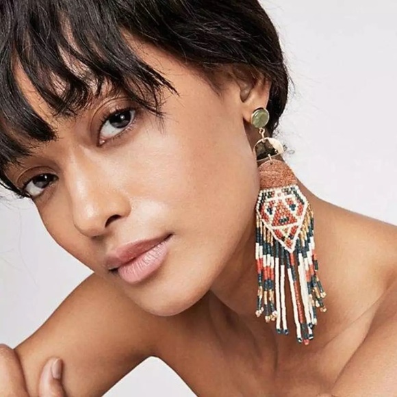 Jewelry - Western Boho Beaded Long Fringe Dangle Earrings